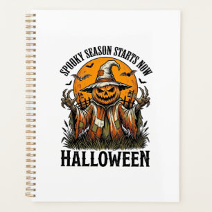Vintage-Halloween-Vogelscheuche-Kürbis-Hexe-Shirt_ Planer