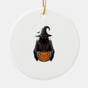 Vintage-Halloween-Vogelscheuchen-Kürbis-Shirt-Desi Keramik Ornament