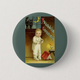 Vintage-Halloween von Ellen Clapsaddle, Geisterges Button