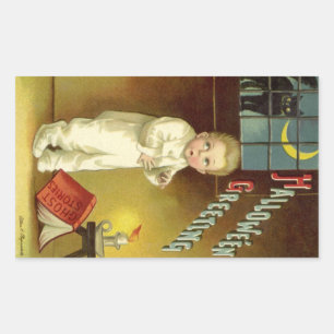 Vintage-Halloween von Ellen Clapsaddle, Geistersto Rechteckiger Aufkleber