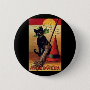Vintage Halloween von Ellen Clapsaddle, schwarze K Button