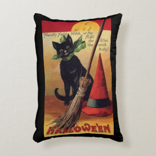 Vintage-Halloween von Ellen Clapsaddle, schwarze K Dekokissen