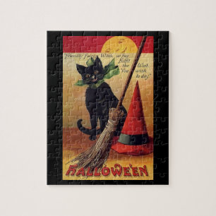 Vintage Halloween von Ellen Clapsaddle, schwarze K Puzzle