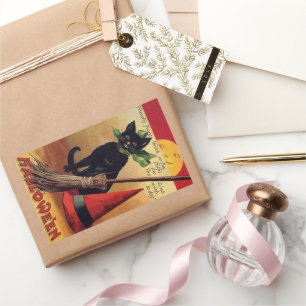 Vintage Halloween von Ellen Clapsaddle, schwarze K Rechteckiger Aufkleber