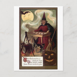 Vintage-Halloween-Wahrsagerin Postkarte