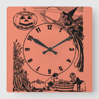 Vintage-Halloween-Wanduhr Quadratische Wanduhr
