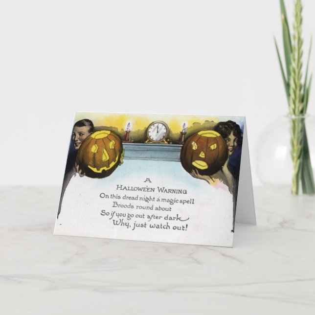 Vintage Halloween-Warngrüße/Note-Karte Karte (Vorderseite)