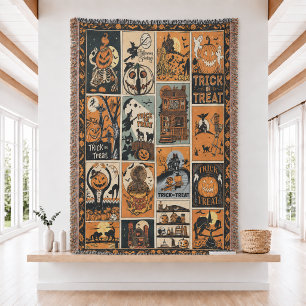 Vintage-Halloween-Webteppich Decke
