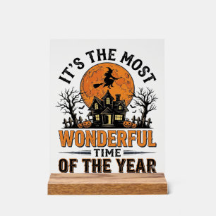 Vintage-Halloween-Wunderbarste-Zeit-Shirt-Design Acrylschild