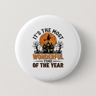 Vintage-Halloween-wunderbarste-Zeit-Shirt-Design Button