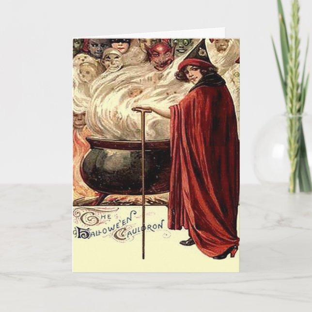 Vintage Halloween-Zauberei Karte (Vorderseite)