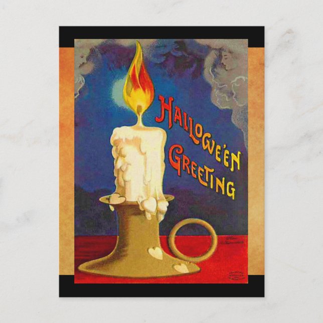 Vintage Halloween-Zauberkerze Postkarte (Vorderseite)