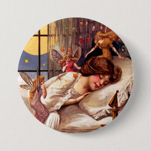 Vintage Halloween-Zeit Feen und schlafendes Mädche Button