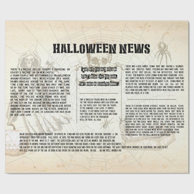 Vintage Halloween-Zeitung Geschenkpapier (Flach)