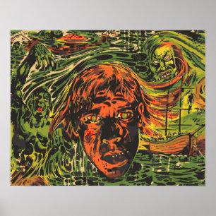 Vintage-Halloween-Zombies, Graffiti- Street-Art Poster