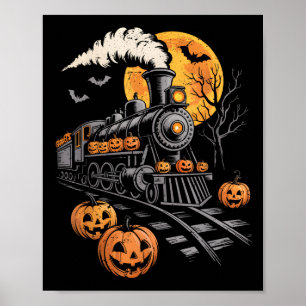 Vintage Halloween-Zug Jack O Lantern Kürbis Männer Poster