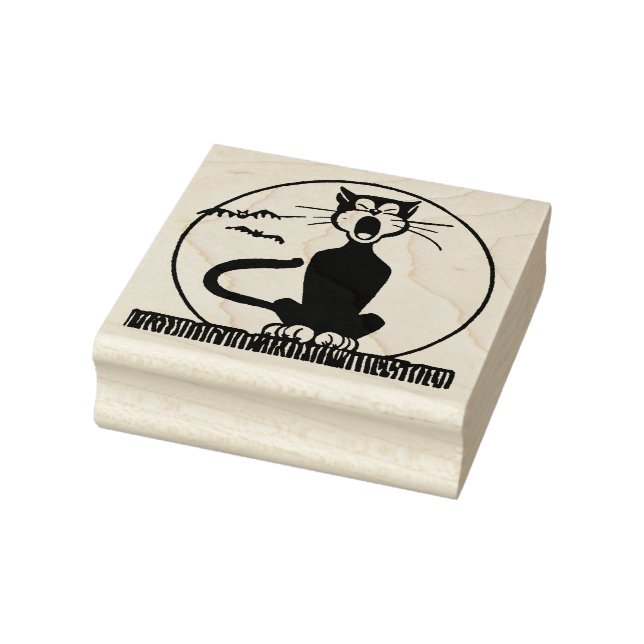 VINTAGE HALLOWEWEGE HOWLNG CAT RUBBER-BRIEFMARKE GUMMISTEMPEL (Stempel)
