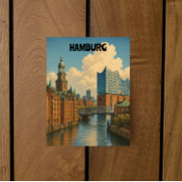 Vintage Hamburg Deutschland Hafenstadt Illustratio