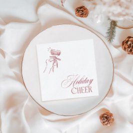 Vintage Hand Drawn Red Christmas Holiday Party Serviette