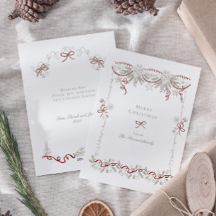 Vintage Hand gezeichnete Ribbon-Kranz Weihnachten