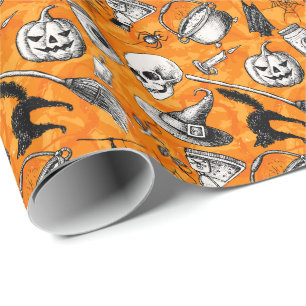 Vintage Hand gezeichnetes Halloween-Muster Geschenkpapier