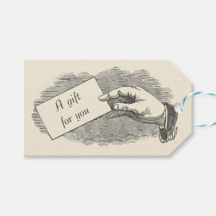 Vintage Hand Holding Card Vielen Dank für Ihr Komm Geschenkanhänger