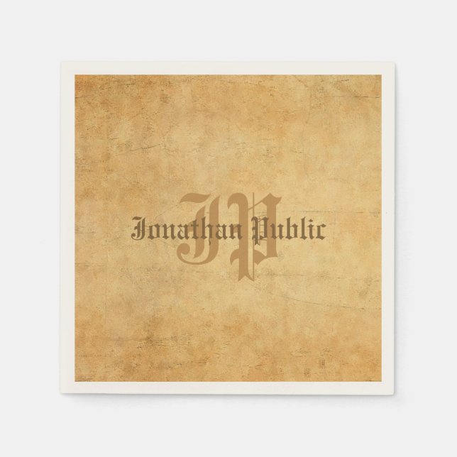 Vintage Hand Mit Monogramm Serviette (Vorderseite)