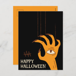 Vintage Hand Puppet Halloween Feiertagspostkarte