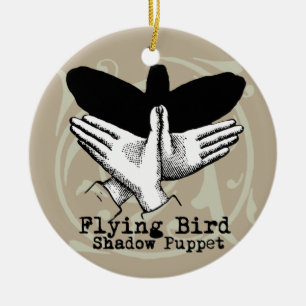 Vintage Hand Schatten Puppe Vogel Keramik Ornament