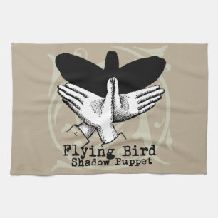 Vintage Hand Schatten Puppe Vogel Küchentuch
