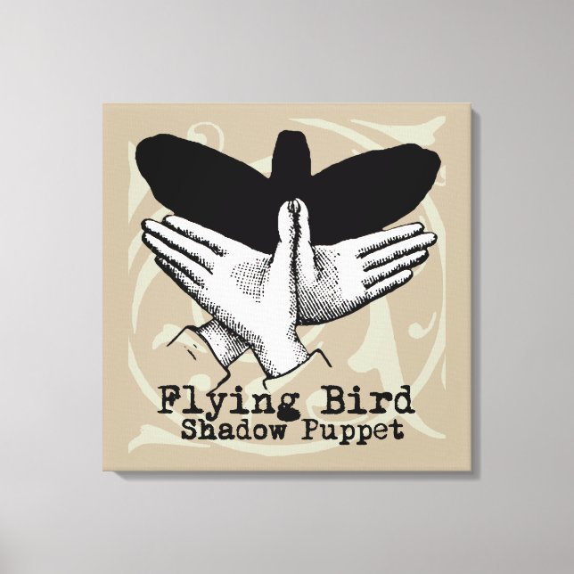 Vintage Hand Schatten Puppe Vogel Leinwanddruck (Vorderseite)