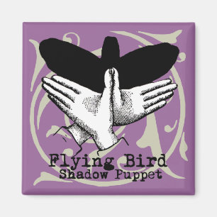 Vintage Hand Schatten Puppe Vogel Magnet