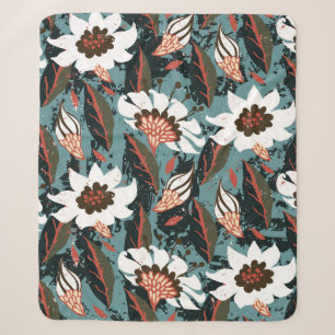 Vintage, handbemalte Blumenmuster mit Blume auf Sherpadecke