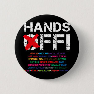 Vintage Hände aus Protest gegen mein Sozialversich Button