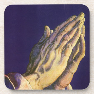 Vintage Hände beten mit dem Stern von Bethlehem Getränkeuntersetzer