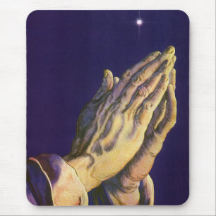 Vintage Hände betend mit dem Stern von Bethlehem Mousepad