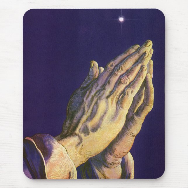 Vintage Hände Gebet mit Stern von Bethlehem Mousepad (Vorne)