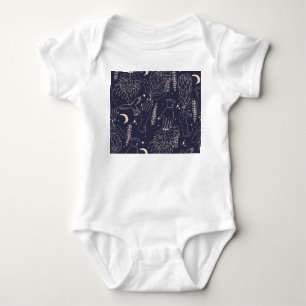 Vintage Hände und Vögel: Künstlerisches Muster Baby Strampler
