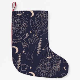 Vintage Hände und Vögel: künstlerisches Muster Kleiner Weihnachtsstrumpf