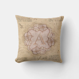 Vintage handgefertigte Letter A Word Art Pink Gold Kissen
