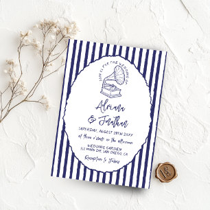 Vintage handgemalte blaue Hochzeit Einladung