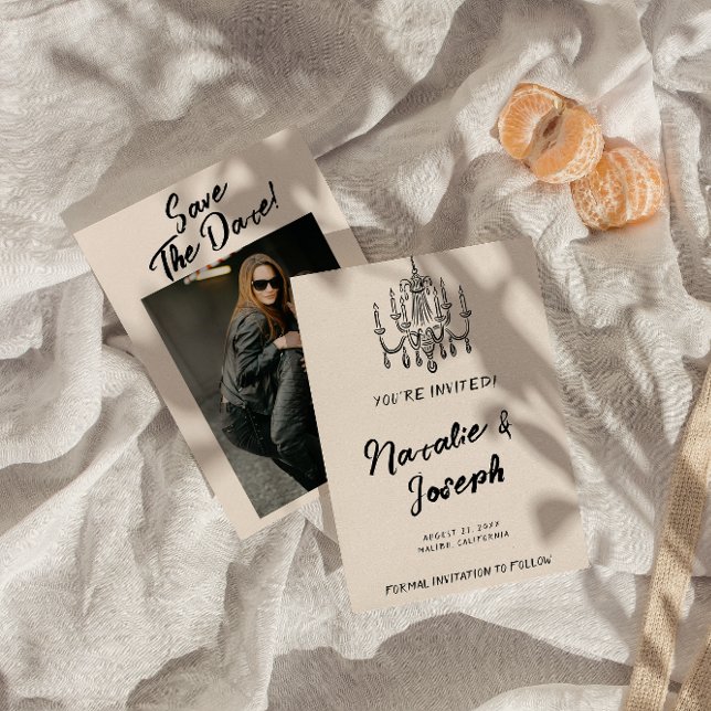 Vintage handgeschriebene einzigartige moderne Foto Save The Date (Von Creator hochgeladen)