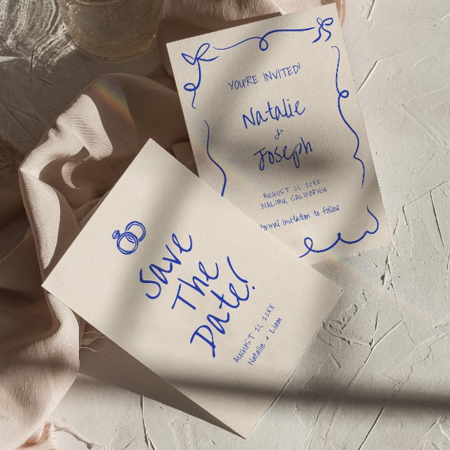 Vintage handgeschriebene, einzigartige Moderne Fun Save The Date (Von Creator hochgeladen)