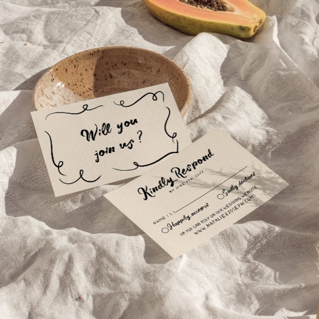 Vintage handgeschriebene, einzigartige moderne Hoc RSVP Karte (Von Creator hochgeladen)