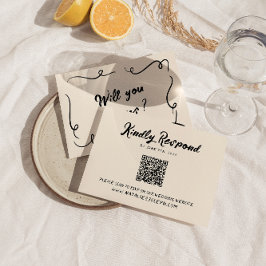 Vintage handgeschriebene, einzigartige moderne QR- RSVP Karte
