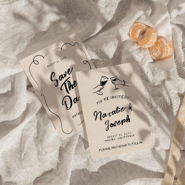 Vintage handgeschriebene Heirat der Moderne Save The Date (Von Creator hochgeladen)