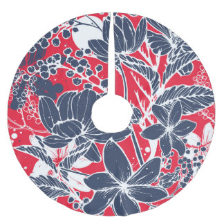 Vintage handGezeichnet Blume, elegantes Muster. Polyester Weihnachtsbaumdecke