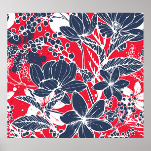 Vintage handGezeichnet Blume, elegantes Muster. Poster