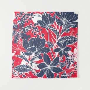 Vintage handGezeichnet Blume, elegantes Muster. Wandteppich