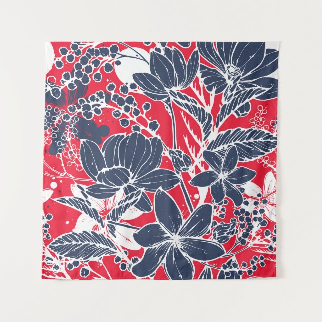 Vintage handGezeichnet Blume, elegantes Muster. Wandteppich (Vorderseite)